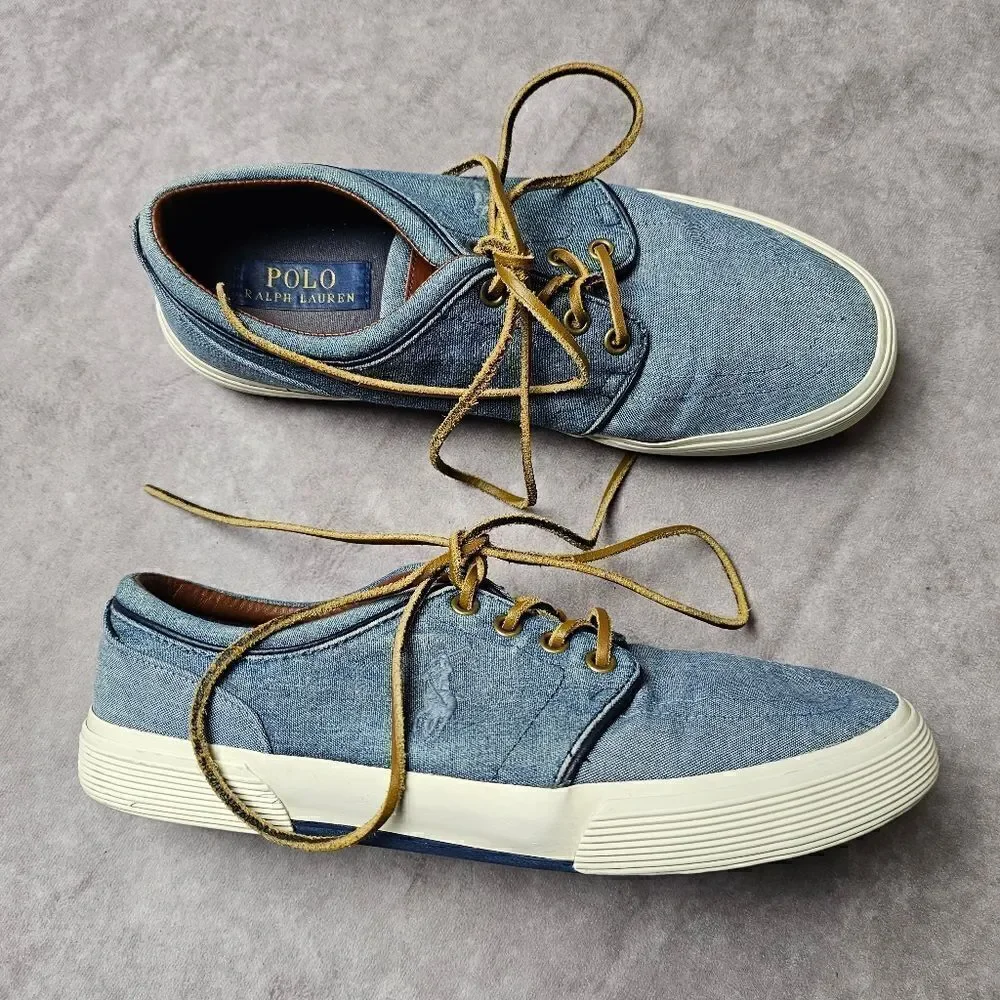 Men's POLO Ralph Lauren Canvas Oxford Shoes Size 8.5 FAXON LOW‎